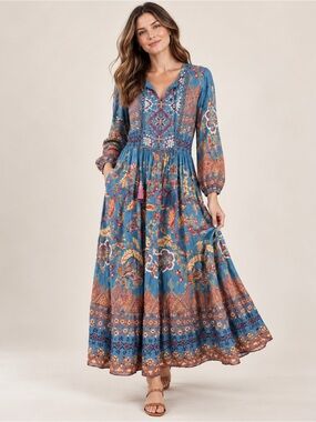 GT-0044 | Soft Surroundings Embroidered Boho Maxi Dress